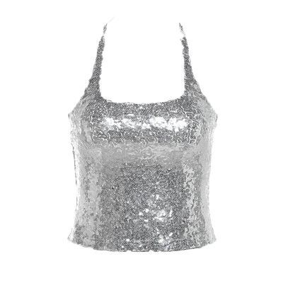 U领亮片Peachheart上衣短款性感