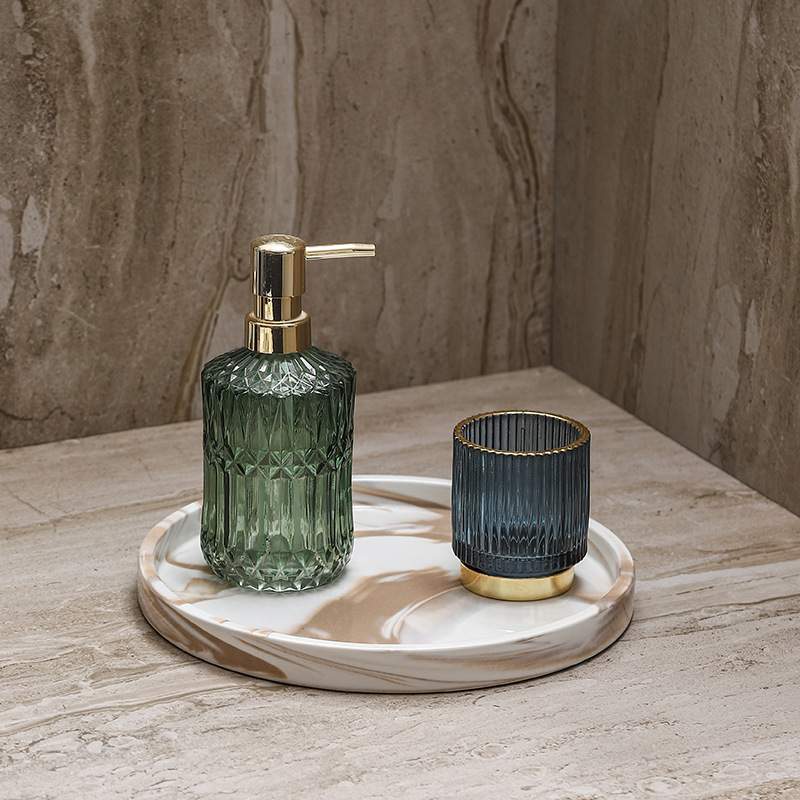 棕色大理石纹陶瓷托盘浴室洗漱酒店化妆台架置物架台托盘收纳面