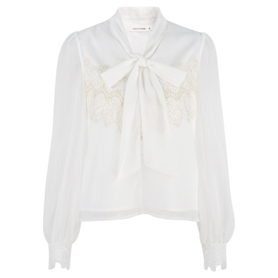 蝴蝶结白色衬衫女高级感长袖上衣