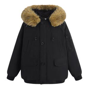 YUZI鱼子上衣航天科技毛领棉服大码女装微胖mm妹显瘦遮肉加绒外套