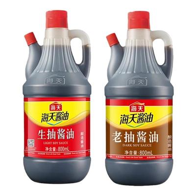 海天生抽老抽800ml家用黄豆酿造酱油红烧凉拌炒菜调味料调味品