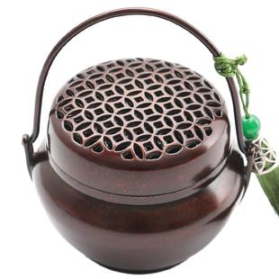 冬季老式烧碳暖手炉古代家用纯铜取暖木炭怀炉室内檀香熏香炉点香