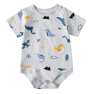 伊比之鸭短袖三角哈衣包屁衣夏季爬服男女宝宝连体衣薄款儿童睡衣