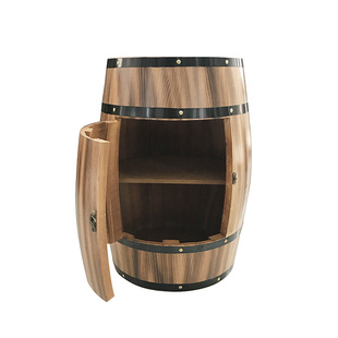 橡木桶开门红酒桶存酒柜实木葡萄酒木桶道具酒庄装饰桶储物柜定做