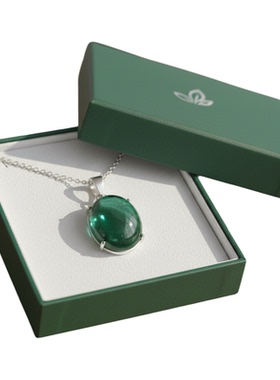 天然绿云母S925银吊坠显白项链