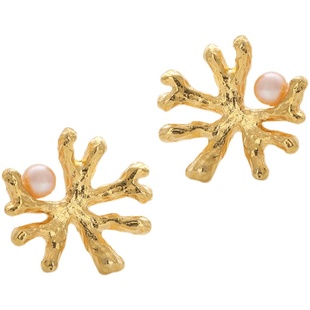 DifferentYoung珊瑚高级感淡水珍珠耳钉2021新款女纯银ins风欧美