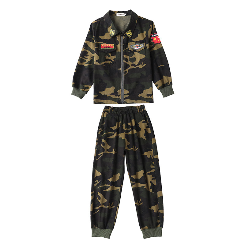 儿童迷彩服纯棉男童特种兵套装学生军训表演运动会服装军装演出服
