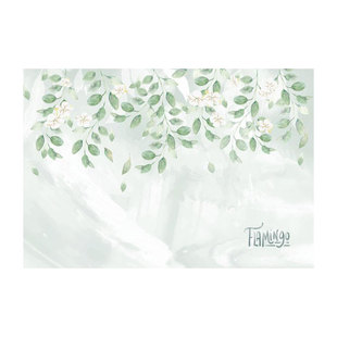 墙纸定制3d立体北欧树叶背景墙壁纸卧室床头壁布客厅电视墙布壁画