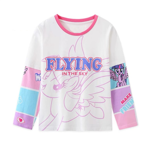 女童长袖T恤春秋装2024新款中大童假两件上衣纯棉打底衫