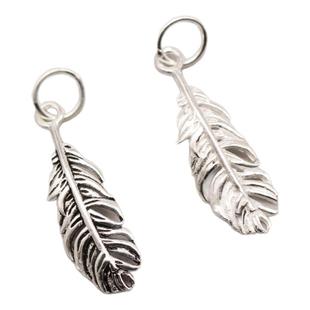 泰银素银羽毛片翅膀挂坠吊坠 水晶手链DIY串珠材料 S925纯银配件