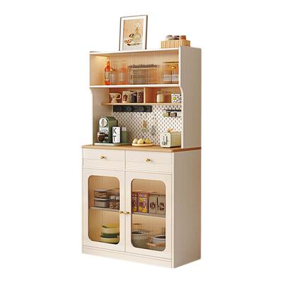 原木奶油风高餐边柜靠墙一体