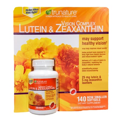 现货/美国TruNature叶黄素Lutein玉米黄素视力保健25mg140粒
