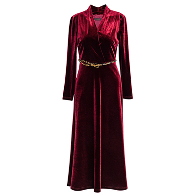 罗衣高级鱼尾摆丝绒连衣裙