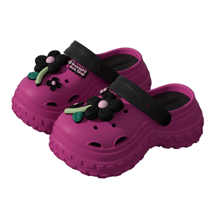 厚底多巴胺洞洞鞋女款外穿夏季包头网红踩屎感2024新款凉拖鞋百搭