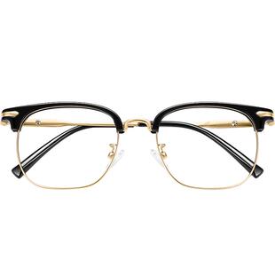 斯文败类半框眼镜男款近视可配度数高级感金丝大框防蓝光眼睛框架
