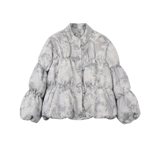 FF BLUE 松烟入墨 新中式气质短款上衣女狐狸毛围脖可拆卸羽绒服