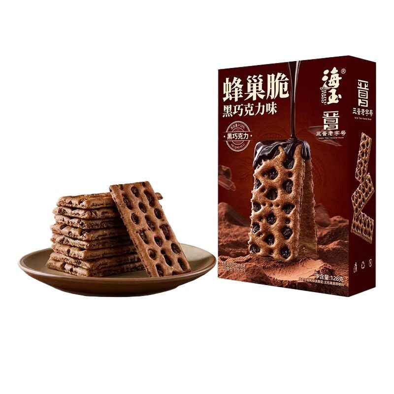 海玉蜂巢脆巧克力夹心饼干128g