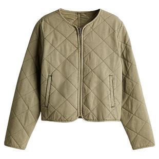 HM女装短外套冬季时尚休闲长袖棉质绗缝拉链夹克1264166