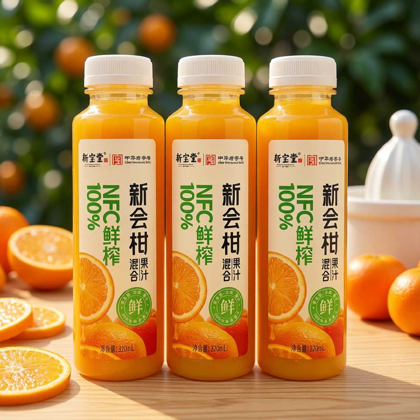 新宝堂新会柑果汁NFC鲜榨混合果汁饮料320ml*15瓶装