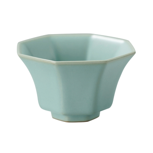 汝窑茶杯八方杯主人杯汝瓷品茗杯单杯复古茶盏景德镇陶瓷开片青瓷