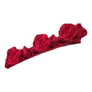 懒人公主头植绒玫瑰花朵编发夹侧边刘海夹碎发一字夹边夹发卡头饰