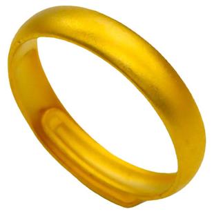 越南沙金古法传承戒指男女镀金999黄金色闭口素圈食指情侣款指环