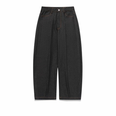 TIRES日系黑色丹宁弯刀牛仔长裤