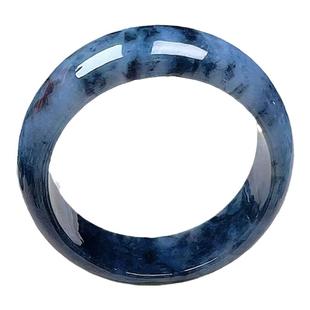 老坑A货冰糯种翡翠乌鸡戒指平安环宽厚装玉环水墨意境吊环大跑环