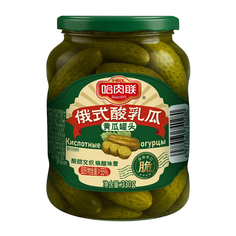 【蜜蜂惊喜社】哈肉联俄式酸黄瓜330g俄罗斯风味腌制黄瓜罐头即食
