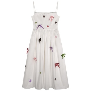 落落狷介 大裙摆连衣裙2026年新款白色裙子女夏天小众设计吊带裙