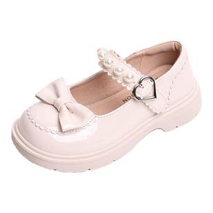 软底真皮女童蝴蝶结公主小皮鞋2025年春秋新款中大童英伦风儿单鞋