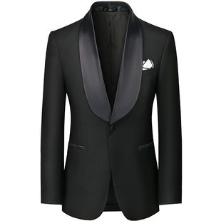 西装男士套装新郎结婚主持人职业韩版修身西服正装塔士多礼服摄影