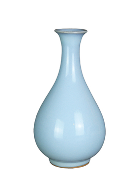 汝窑花器玉壶春瓶汝瓷摆件天青釉花器花插家居饰品客厅插花中式