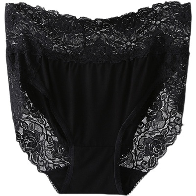 高腰莫代尔蕾丝内裤胖mm200斤大
