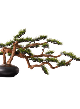 新中式风仿真盆栽样板房间罗汉松