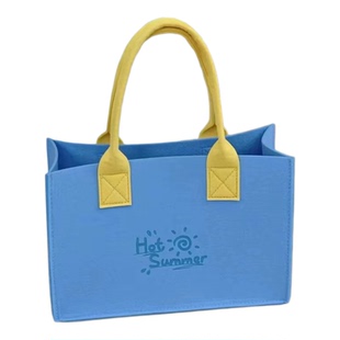 上班杂物小拎袋高级感拉链防水大容量毛毡手提斜挎包超轻便托特包