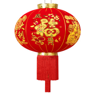 2026春节大红绒布灯笼挂饰户外大门阳台防水宫灯喜庆新年布置装饰