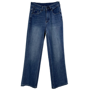 巨显瘦!四面弹高腰直筒加绒牛仔裤女秋冬裤子长裤窄版阔腿裤冬季