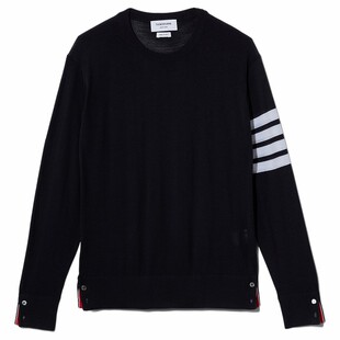 [6期免息]THOM BROWNE 男士经典四条纹羊毛圆领针织衫套头衫