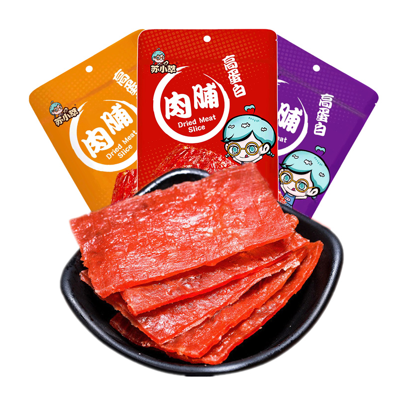 蘇小萃蛋白肉脯100g香辣味蜜汁味小吃靖江特產(chǎn)手撕肉片肉干袋裝