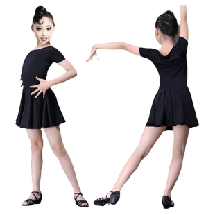 新款儿童拉丁舞服女童舞蹈练功服拉丁舞裙短袖比赛连衣裙女演出服