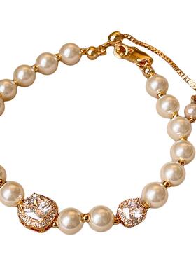 古里雅珍珠方糖锆石手链高级感