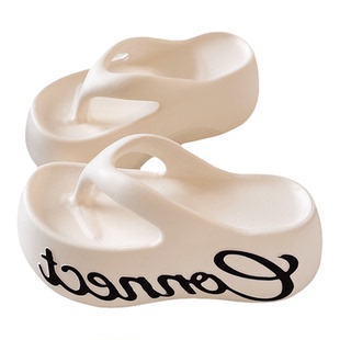 人字拖女款夏季外穿时尚字母厚底增高防滑休闲海边沙滩夹脚凉拖鞋