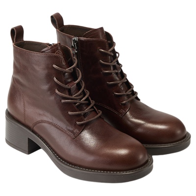 fed复古马丁靴女冬季新款女靴粗跟短靴通勤真皮靴女款S1104-YA018