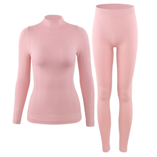 中高领保暖内衣女套装加厚加绒德发热无痕秋衣秋裤打底纯棉毛衫冬