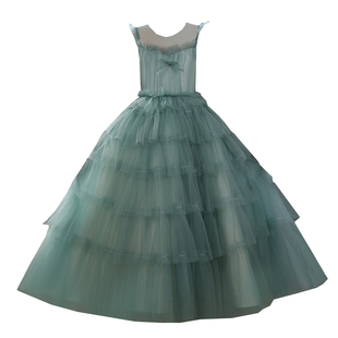 女童礼服花童小女孩公主裙儿童主持人生日走秀钢琴演出服绿色森系