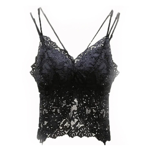 蕾丝无痕交叉美背性感内衣女自带胸垫防走光夏季薄款大码吊带背心