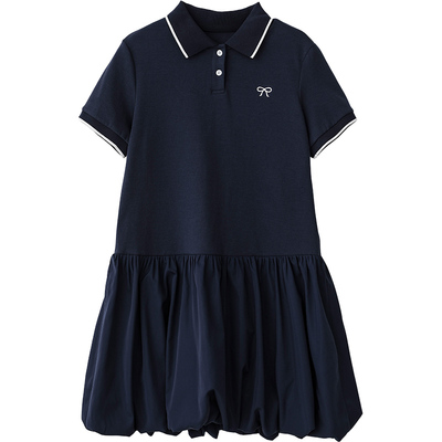 诺诺公主S1N初中生2026夏季polo领连衣裙女青少年学院风蓬蓬裙子