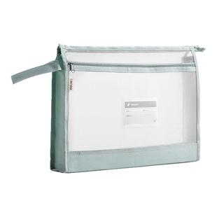 得力文件袋A4双层网纱科目袋学科袋手提拉链袋作业袋拉链式补习袋高中学生资料学科分类考试专用文件收纳袋