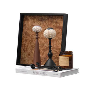 一匚 中古老钱风抽象花器干花搭配香薰摆件 书房书桌样板间饰品